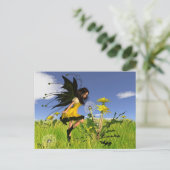 Dandelion Fairy met Springtime-achtergrond Briefkaart (Staand voorkant)