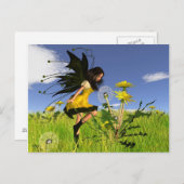 Dandelion Fairy met Springtime-achtergrond Briefkaart (Voorkant / Achterkant)