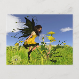 Dandelion Fairy met Springtime-achtergrond Briefkaart
