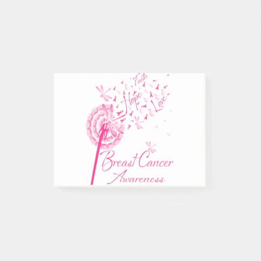 Dandelion Faith Hope Love Breast Cancer Awareness Post-it® Notes (Voorkant)