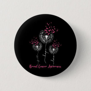 Dandelion Faith Hope Love Breast Cancer Awareness Ronde Button 5,7 Cm