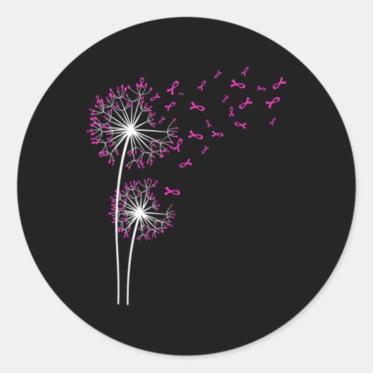 Dandelion Faith Hope Love Breast Cancer Awareness Ronde Sticker (Voorkant)