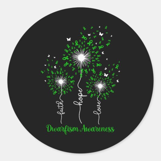 Dandelion Faith Hope Love Dwarfism Awareness  Ronde Sticker (Voorkant)