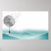 dandelion fantasy  hot air balloon landscape poster (Voorkant)