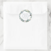 Dandelion Floral | Geduwde Floral Wreath Wedding Ronde Sticker (Tas)