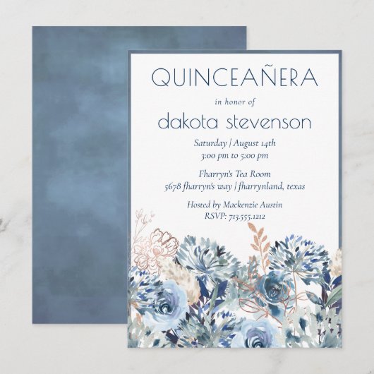 Dandelion Floral | Muted Bouquet Quiceanera Kaart (Voorkant / Achterkant)