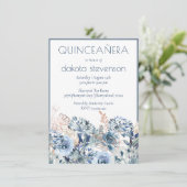 Dandelion Floral | Muted Bouquet Quiceanera Kaart (Staand voorkant)