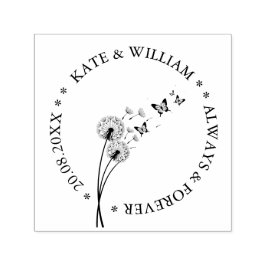 Dandelion floral Save the date Wedding Zelfinktende Stempel