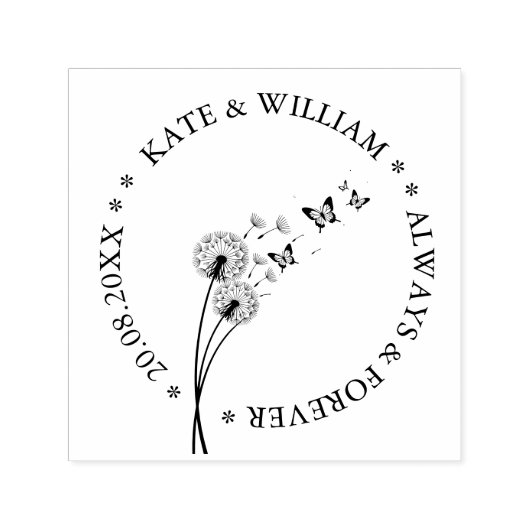 Dandelion floral Save the date Wedding Zelfinktende Stempel (Design)