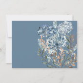 Dandelion Floral | Stusty Blue Garden Muted Weddin Kaart (Achterkant)
