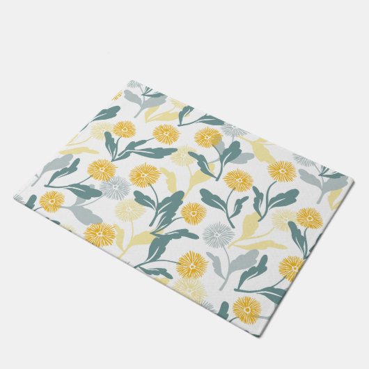 Dandelion florale patroon, wit deurmat (Schuin)