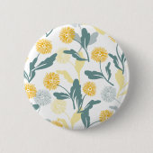 Dandelion florale patroon, wit ronde button 5,7 cm (Voorkant)