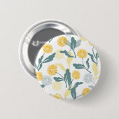 Dandelion florale patroon, wit ronde button 5,7 cm (Voorkant /achterkant)