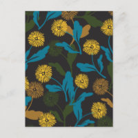 Dandelion florale patroon zwarte ver