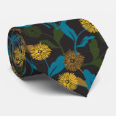 Dandelion florale patroon zwarte ver stropdas (Opgerold)