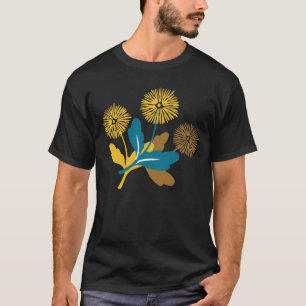 Dandelion florale patroon zwarte ver t-shirt