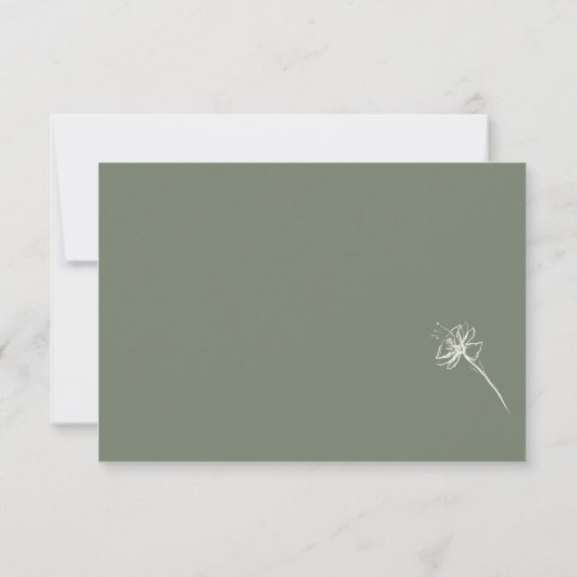 Dandelion Flower Boho Sage Simple Wedding Kaart (Achterkant)