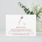 Dandelion Flower Boho Terracotta Wedding Details Kaart (Staand voorkant)
