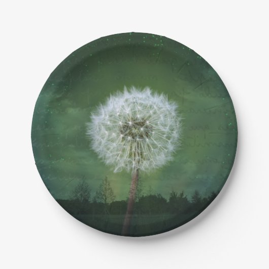 Dandelion Flower Fluff Starry Sky Art Papieren Bordje (Voorkant)
