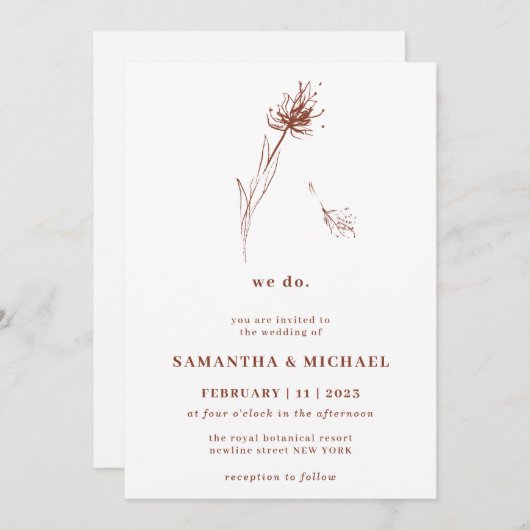 Dandelion Flower Terracotta Indie Botanical dat we Kaart (Voorkant / Achterkant)