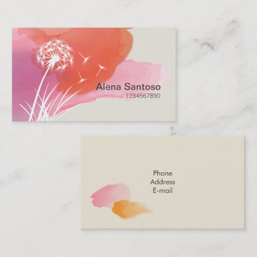 Dandelion Flower Visitekaartje (Voorkant / Achterkant)