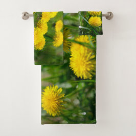 Dandelion Flowers Dandelions Yellow Green Bad Handdoek