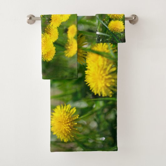 Dandelion Flowers Dandelions Yellow Green Bad Handdoek (Insitu)