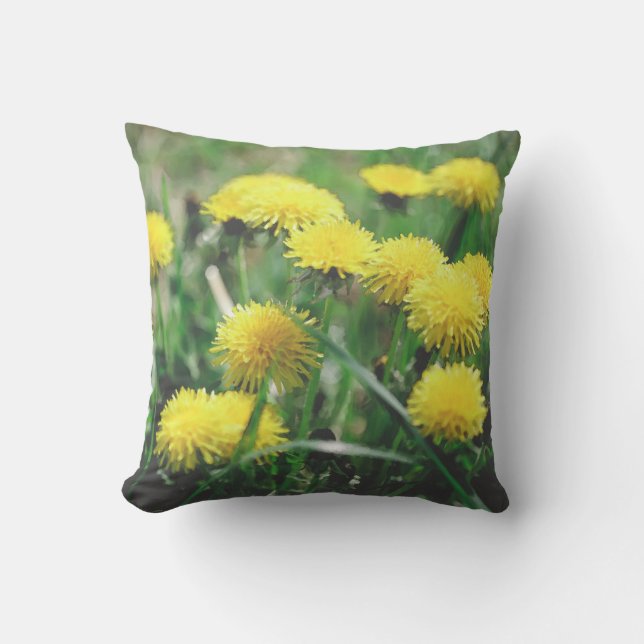 Dandelion Flowers Dandelions Yellow Green Kussen (Voorkant)