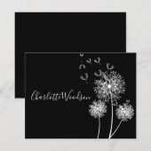 Dandelion Flowers in Wind Script Name Note Cards Notitiekaartje (Voorkant / Achterkant)