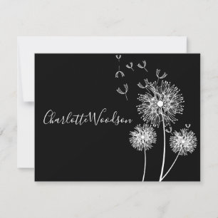 Dandelion Flowers in Wind Script Name Note Cards Notitiekaartje