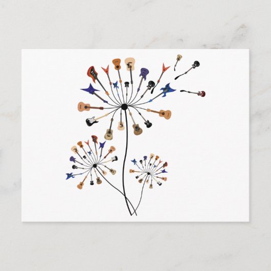 Dandelion Flowers Music Lover Gift for Guitarlist Briefkaart (Voorkant)