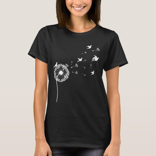 Dandelion Flying Birds Flower Summer T-shirt (Voorkant)