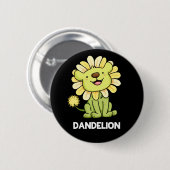 Dandelion Funny Lion Pun Dark BG Ronde Button 5,7 Cm (Voorkant /achterkant)