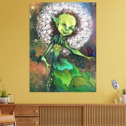 Dandelion Girl en Butterfly Canvas Afdrukken (Insitu (Woonkamer))