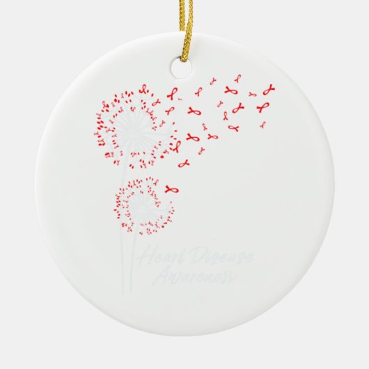 Dandelion Go Red Ribbon Heart Disease Awareness Keramisch Ornament (Voorkant)