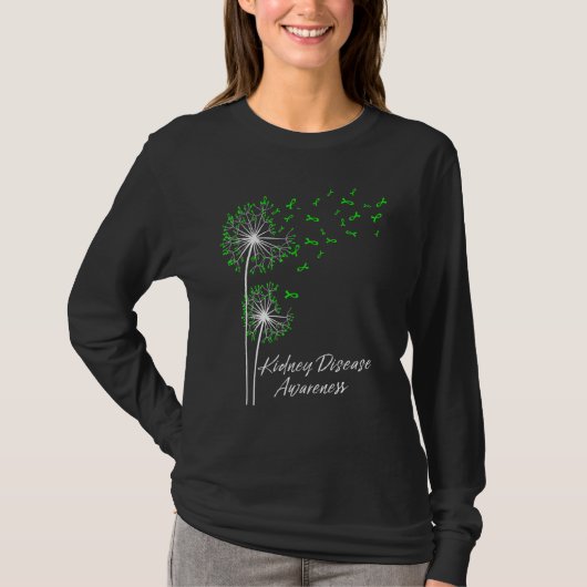 Dandelion Green Ribbon Kidney Disease Awareness Mo T-shirt (Voorkant)