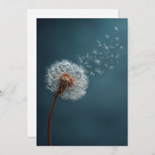 Dandelion Greeting Card on a Blue Background  Feestdagenkaart (Voorkant / Achterkant)