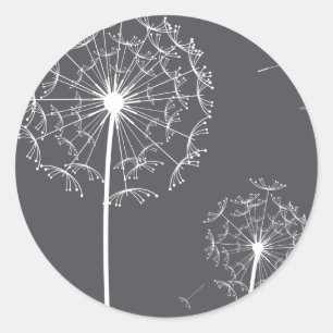 dandelion grijs ronde sticker