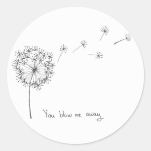 Dandelion hand geïllustreerd met een grappige Val Ronde Sticker