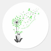 Dandelion Heart Green Ribbon Mental Health Awarene Ronde Sticker (Voorkant)