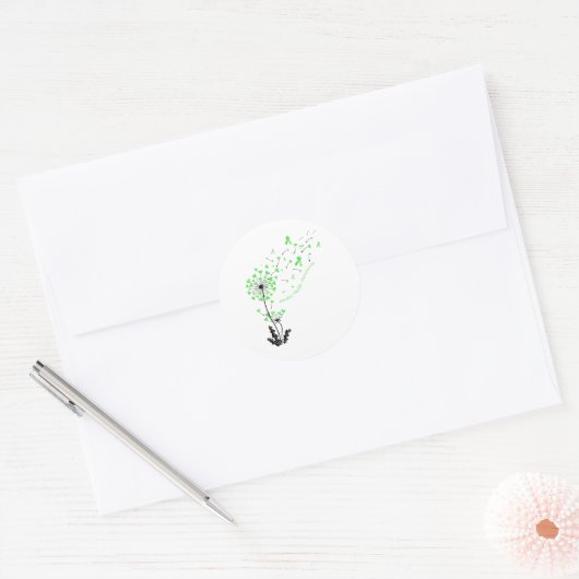 Dandelion Heart Green Ribbon Mental Health Awarene Ronde Sticker (Envelop)
