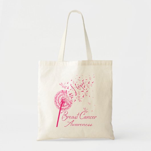 Dandelion Hope Breast Cancer Awareness Dragonfly Tote Bag (Voorkant)