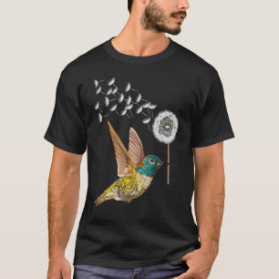 Dandelion Hummingbird Flower Birdwatcher Herbalist T-shirt