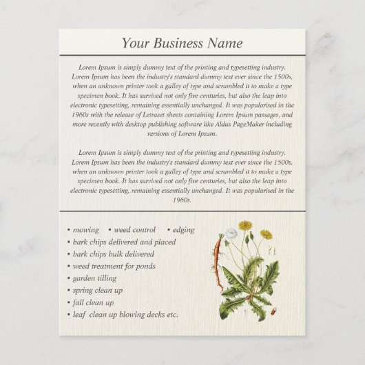 Dandelion Illustration Landscaping Business Flyer (Voorkant)