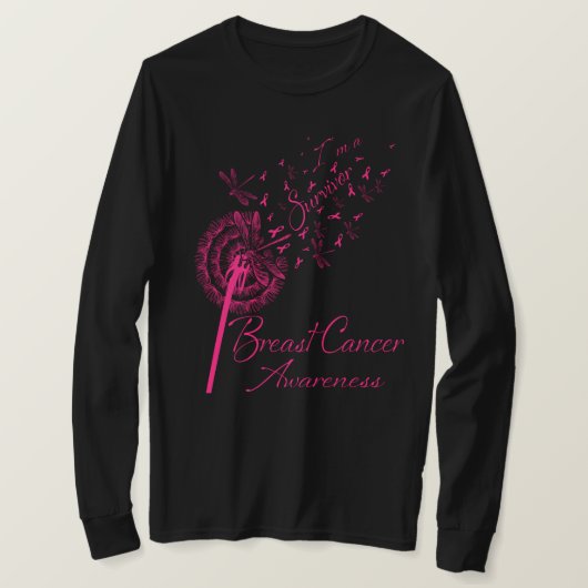 Dandelion I'm A Survivor Breast Cancer Awareness F T-shirt (Design voorkant)