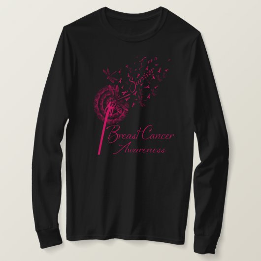 Dandelion I'm a Survivor Breast Cancer Awareness F T-shirt (Design voorkant)