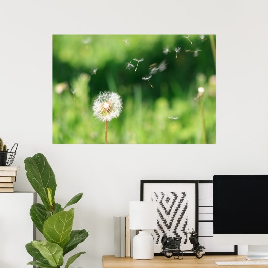 Dandelion in de wind poster (Thuiskantoor)