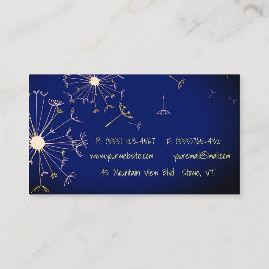 Dandelion in de wind visitekaartje (Achterkant)