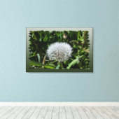 Dandelion in het gras canvas afdruk (Insitu (Houten vloer))