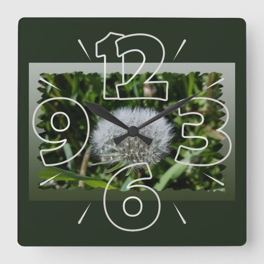 Dandelion in het gras vierkante klok (Voorkant)